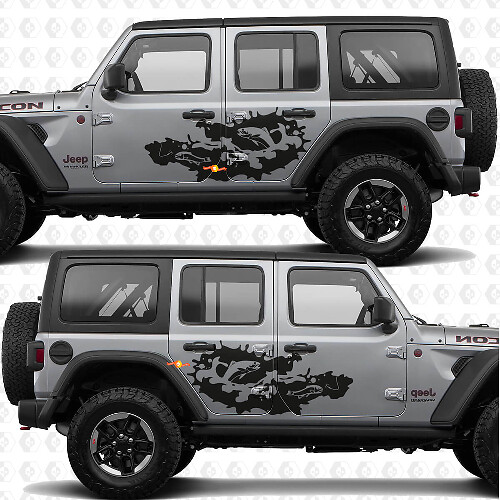 Visstok Forel Water Spat Zijdeuren Vinyl decal sticker passend voor Jeep Wrangler 1