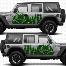Vinyl sticker voor zijdeuren Deer Antlers Forest Line passend voor Jeep Wrangler 2
