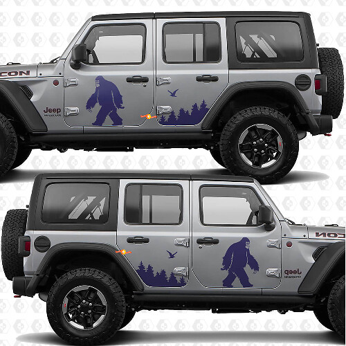 Sasquatch Forest Line Zijdeuren Vinyl decal sticker passend voor Jeep Wrangler