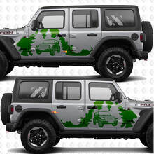 Overland Forest Splash Zijdeuren Vinyl decal sticker passend voor Jeep Wrangler 2