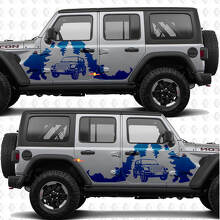 Overland Forest Splash Zijdeuren Vinyl decal sticker passend voor Jeep Wrangler 3