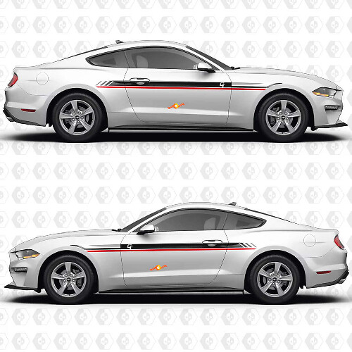 S550 GT Dubbele Parallelle Strepen Zijdeuren Vinyl Stickers voor Ford Mustang 1