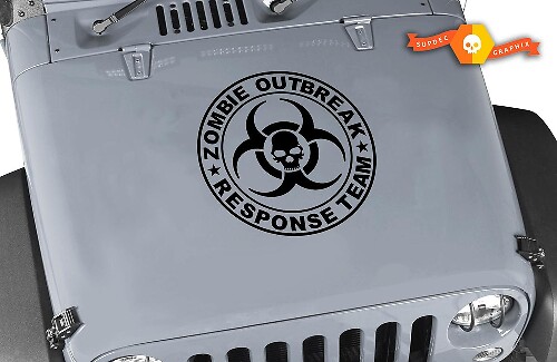 Zombie-uitbraak Respons Team Biohazard Schedel Cap Vinyl Decal Sticker voor Jeep Wrangler