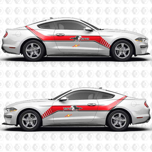 Horse Offset Stripe Zijdeuren Vinyl Decal Sticker Graphics voor Musclecar Musclecarmodel