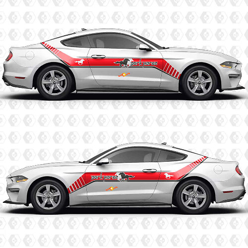 S550 Offset Zijstripes Dark Horse Zijkanten Vynil Stickers voor Ford Mustang 1