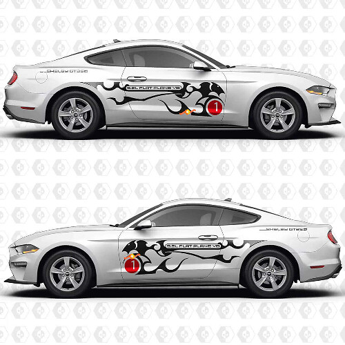 5.2L V8 Race Nummerpaneel Stijl Zijdeuren Vinyl Decals Stickers voor Ford Mustang 1