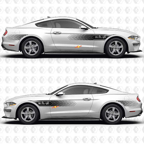 Speed Line Patroon 3.7L V6 Zijdeuren Vinyl Decals Stickers voor Ford Mustang