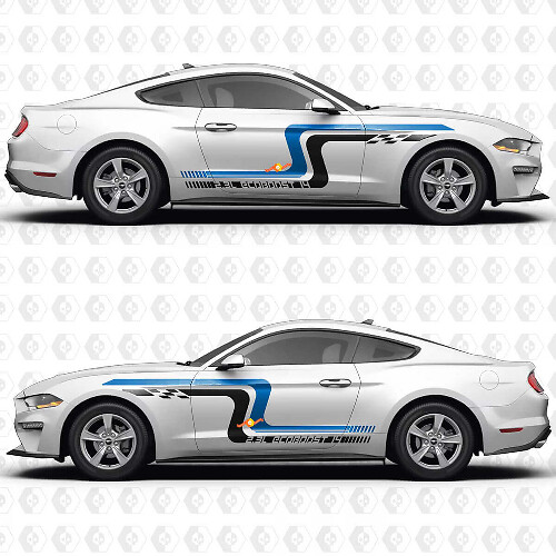 Vintage Racing Blocks 2.3L EcoBoost I4 Zijdeuren Vinyl Decals Stickers voor Ford Mustang