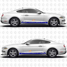 California Special GT Drie Dubbele Race Strepen Geruit Vlag Zijdeur Rocker Paneel Vinyl Decals Stickers voor Ford Mustang 2