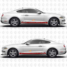 California Special GT Drie Dubbele Race Strepen Geruit Vlag Zijdeur Rocker Paneel Vinyl Decals Stickers voor Ford Mustang 3