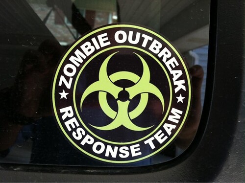 Zombie Outbreak Response Team Biohazard Zijruit Vinyl Stickers voor Jeep Wrangler