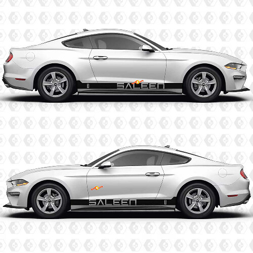 Negative Space Stripe Saleen Zijdeur Rockerpaneel Vinyl Decals Stickers voor Ford Mustang 1
