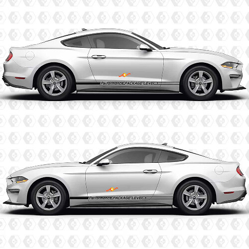 Dunne Lijnen Performance Pakket Niveau Zijdeur Rocker Panel Vinyl Decals Stickers voor Ford Mustang 1