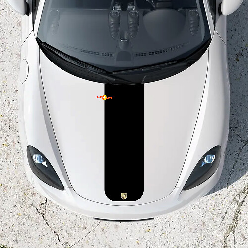 Middenlijn Motief Motorkap Sticker voor Porsche Boxster 718 1