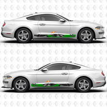 V6 Mustang Doorpanelen Vinylstickers met Ruitvlagmotief voor Ford Mustang 2