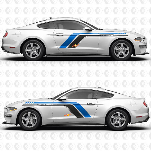 Vintage Racing Blocks Aangepaste Tekst Zijdeur Vinyl Stickers voor Ford Mustang 1