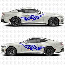 Zijdorpelstickers met ruitenmotief geïnspireerd door de vlag voor Ford Mustang 2