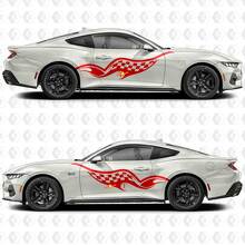 Zijdorpelstickers met ruitenmotief geïnspireerd door de vlag voor Ford Mustang 3