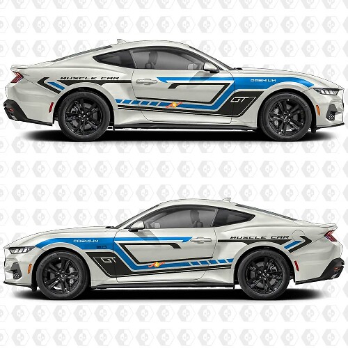 GT Classic Muscle Car Premium Strepen Zijkant Deur Vinyl Decals Stickers voor Ford Mustang 1