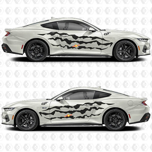 Claw Slash Stripe Zijklep Vinyl Stickers voor Ford Mustang 1