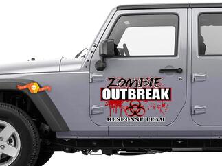 Jeep Rubicon Wrangler Zombie Outbreak Response Team Skull Wrangler stickerdeur