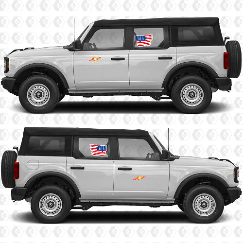 Versleten Amerikaanse vlag zijdeuren vinyl sticker voor Ford Bronco 1