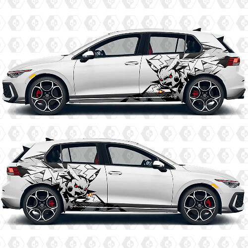 Pikachu Lightning Achterste Zijkant Vinyl Decal Kit voor Volkswagen Golf