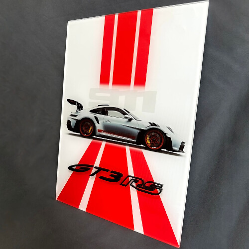GT3 RS Geïnspireerd Glanzend Acryl Garage Muurpaneel