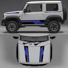 Rhino Edition Abstracte Lijnen Grafische Zijdelen en Motordeksel Vinyl Stickers 2 voor Suzuki Jimny 2