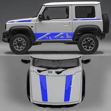 Rhino Edition Honingraat Abstracte Lijnen Grafische Zijkanten en Motorkap Vinyl Stickers voor Suzuki Jimny 3