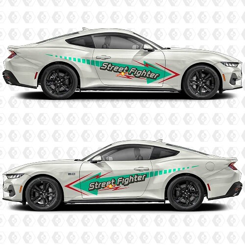 Street Fighter Look Zijdeur Vinyl Decals Stickers voor Ford Mustang 1