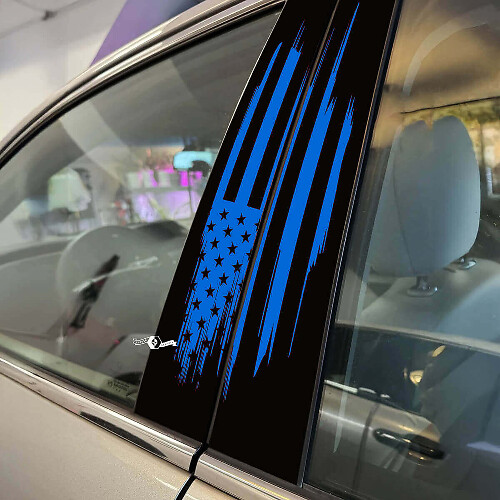 Versleten Amerikaanse Vlag Pilaar Deur Vinyl Decal Sticker