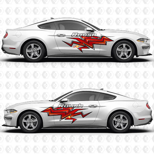 Roush Lightning Bolt Stripe Zijdeur Vinyl Decal Sticker Graphics voor Ford Mustang