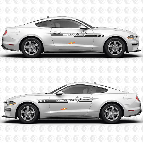 5.0 V8 Coyote TwoTone Streep Zijdeur Vinyl Decal Sticker Graphics voor Ford Mustang