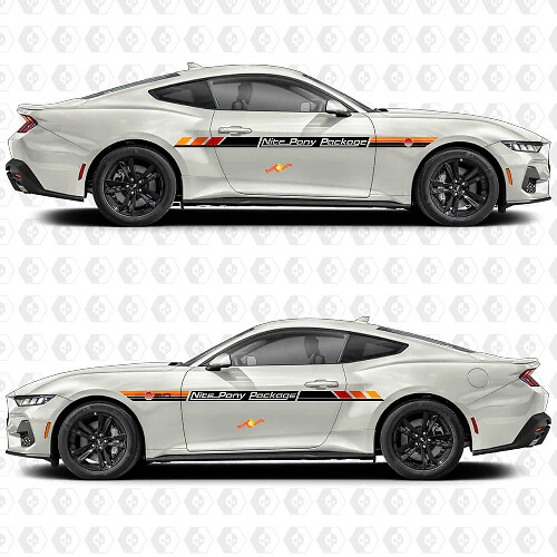 Nite Pony Pakket Zonsondergang Retro Verloop Stijl Streep Zijdeur Vinyl Decal Sticker Grafieken voor Ford Mustang