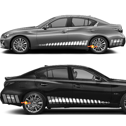 Strobe Racing Strepen Rocker Panel Vinyl Decal Kit voor Infiniti Q50 Q60
