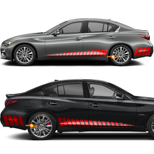Rocker Panel Vertical strobe Racing Stripes Vinyl Decal Sticker for INFINITI Q50 Q60 2