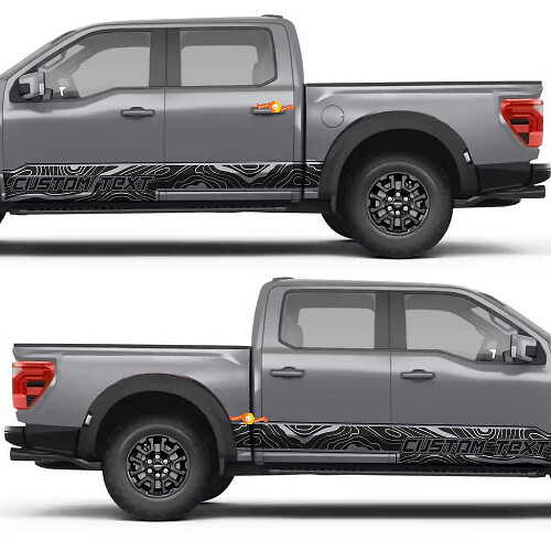 Topografische Kaart Patroon Zijdeuren Rocker Panel Vinyl Decal Sticker voor Ford F-150