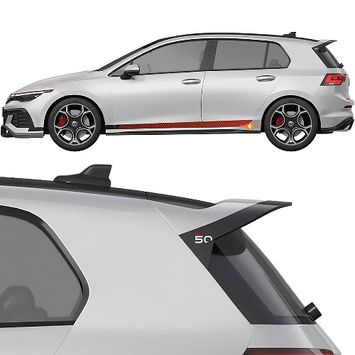 Racing zijstrepen & GTI 50 spoiler vinyl decalset voor Volkswagen Golf GTI Edition 50_1