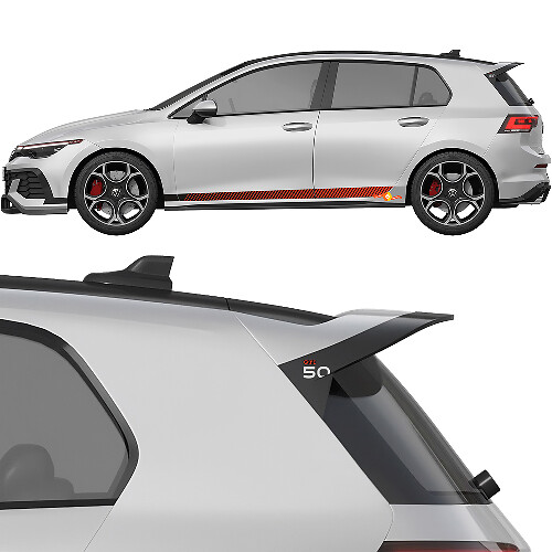 Side and spoiler Racing stripes Vinyl Decals Stickers for Volkswagen Golf GTI Edition 50 1