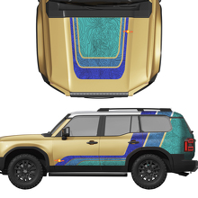 Topographic Map Lines Retro Old school Graphics vinyl decals stickers kit for Toyota Land Cruiser LandCruiser 250 2