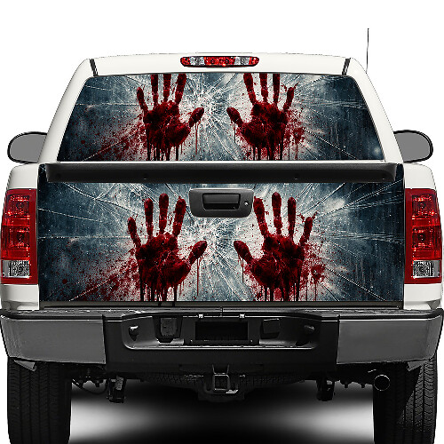 Zombie Hands Achterruit of Achterklep Vinyl Decal met Gebroken Glas voor Pick-up Trucks SUV