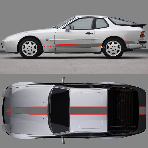CS 30 Zijkap en dakstrip vinyl decal kit voor Porsche 944
