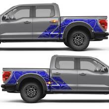 Topographic Map Pattern Side Door Rear Fender Vinyl Decal Sticker for Ford F-150 2