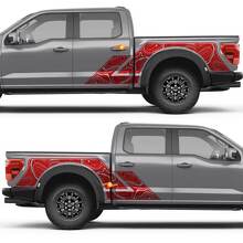 Topographic Map Pattern Side Door Rear Fender Vinyl Decal Sticker for Ford F-150 3
