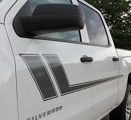 Hockeystijl Omlijnde Strepen Zij Vinyl Decal Sticker voor Chevrolet Silverado 2000-2015