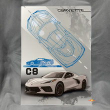 Custom C8 Glanzend Acryl Garage Muurpaneel voor Chevy Corvette fans 3
