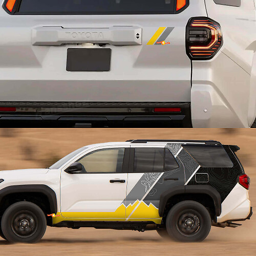 Bergtopografische kaart zijkanten deuren achterste spatbord vinyl decals stickers voor Toyota 4Runner