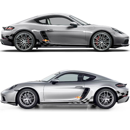 Vlaggenpatroon Zijkant Stripe Vinyl Decal Kit voor Porsche 718 Cayman