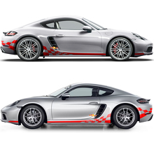 Rocker Panel Agterzijde Vlag Zijkant Strepen Grafische Decal Voor Porsche 718 Cayman 2
